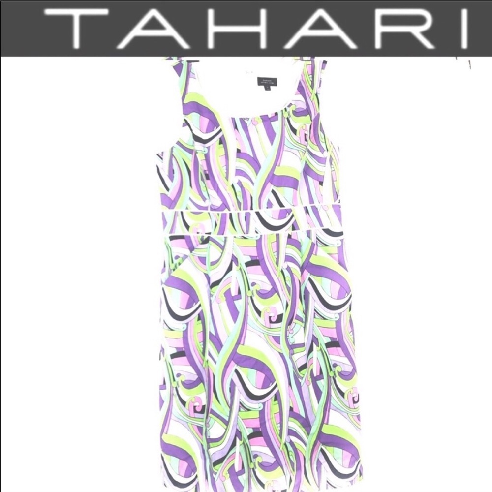 Tahari multicolor swirl tank lined dress size 12